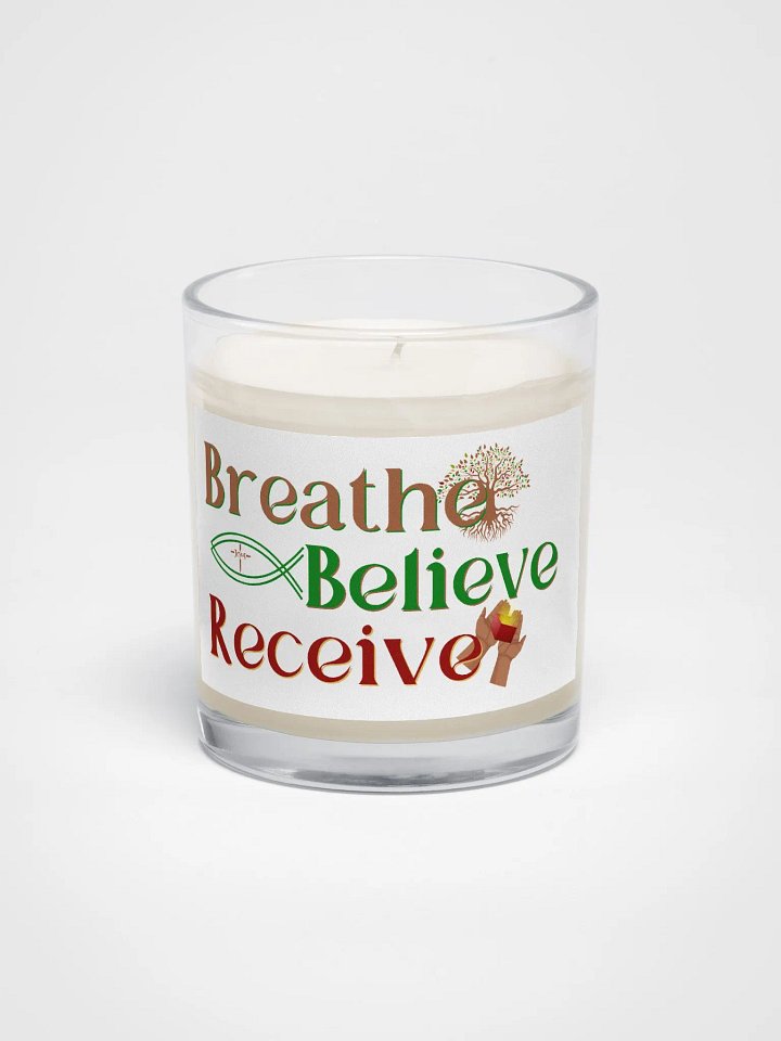 BREATHE BELIEVE RECIEVE SOY WAX CANDLE, INSPIRATIONAL MOTIVATIONAL, SELF-AFFIRMATION, POSITIVE VIBES, GIFT IDEA product image (1)