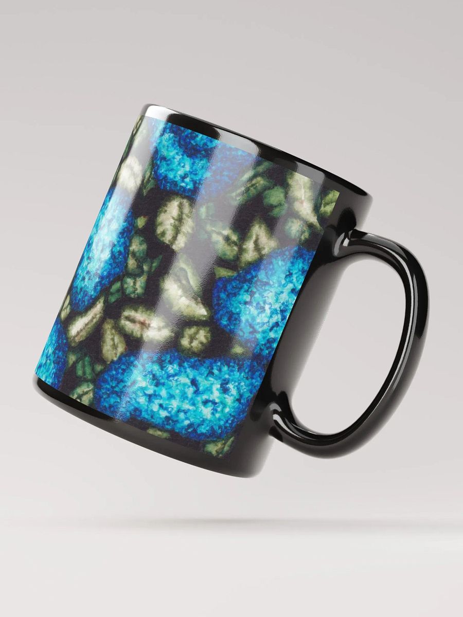 HYDRANGEAS IV black glossy mug product image (3)