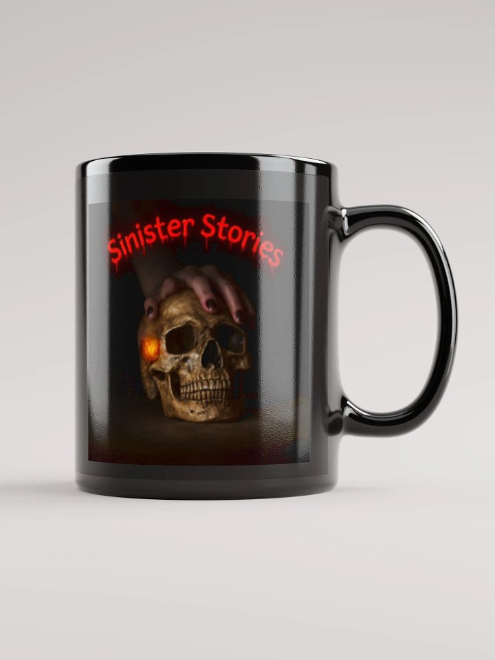 Sinister Stories Mug (both sides)– “Skull Grip” Glossy Black Edition (11oz & 15oz) product image (2)