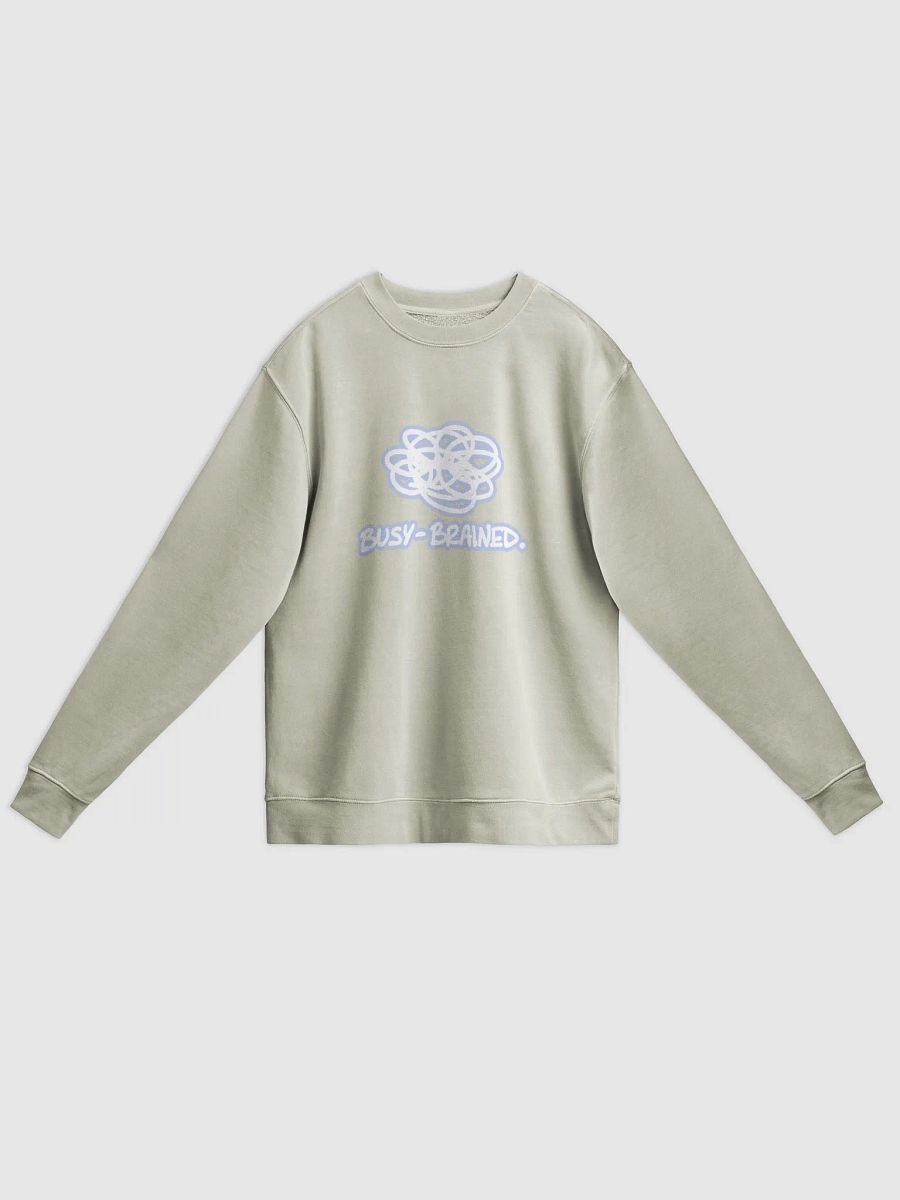 BUSY-BRAINED (lined design, #BDCAEF) printed pigment crewneck product image (5)