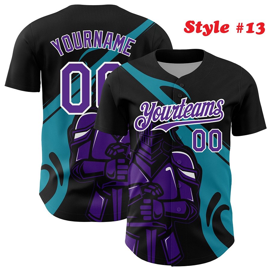 Authentic Baseball Jersey, Custom Baseball Jersey, Personalized Sport Jersey, Colorful, Number, Knight Hero Art product image (208)