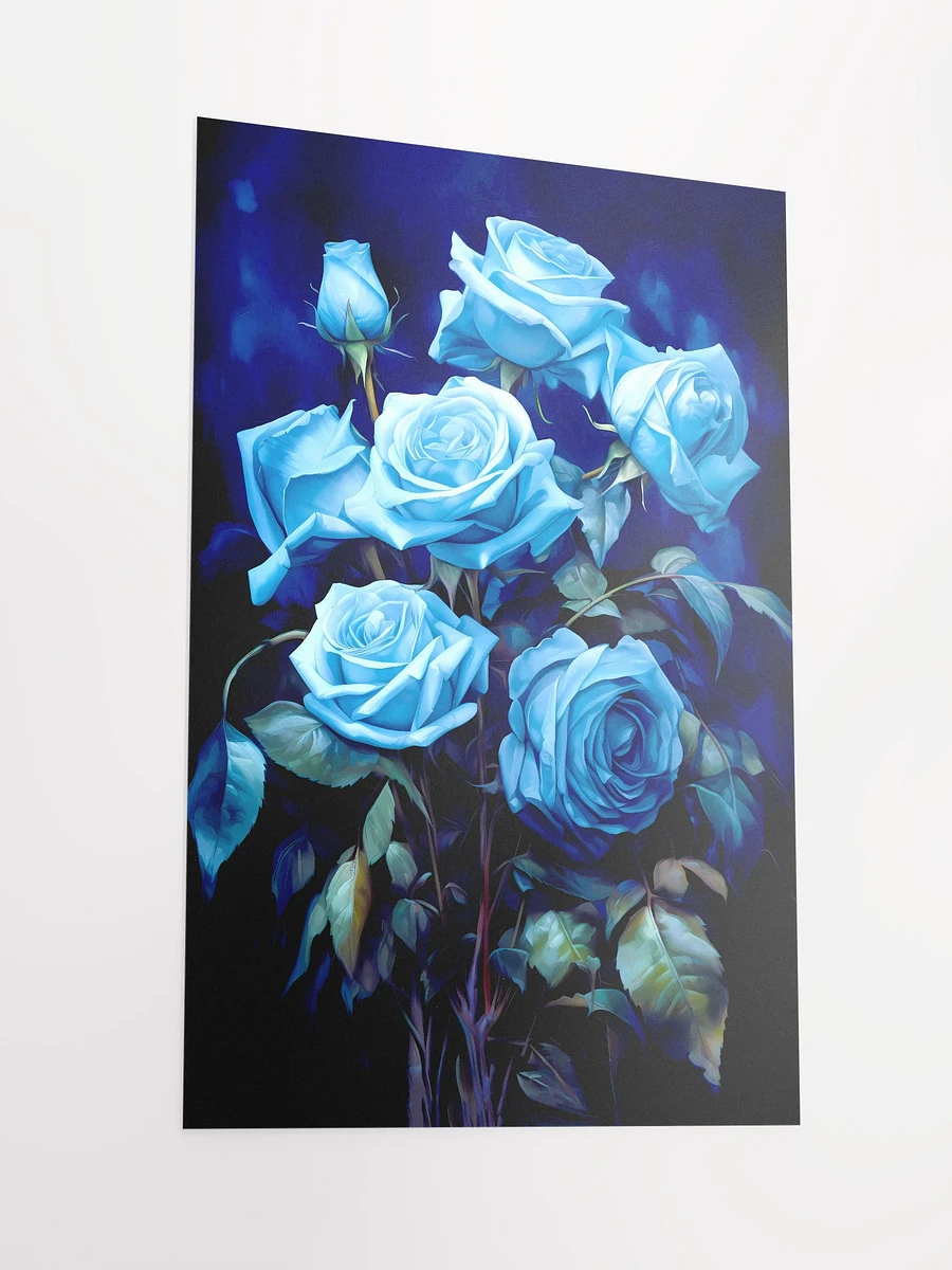 Enigmatic Elegance: Sapphire Blue Roses in Bloom Matte Poster product image (4)