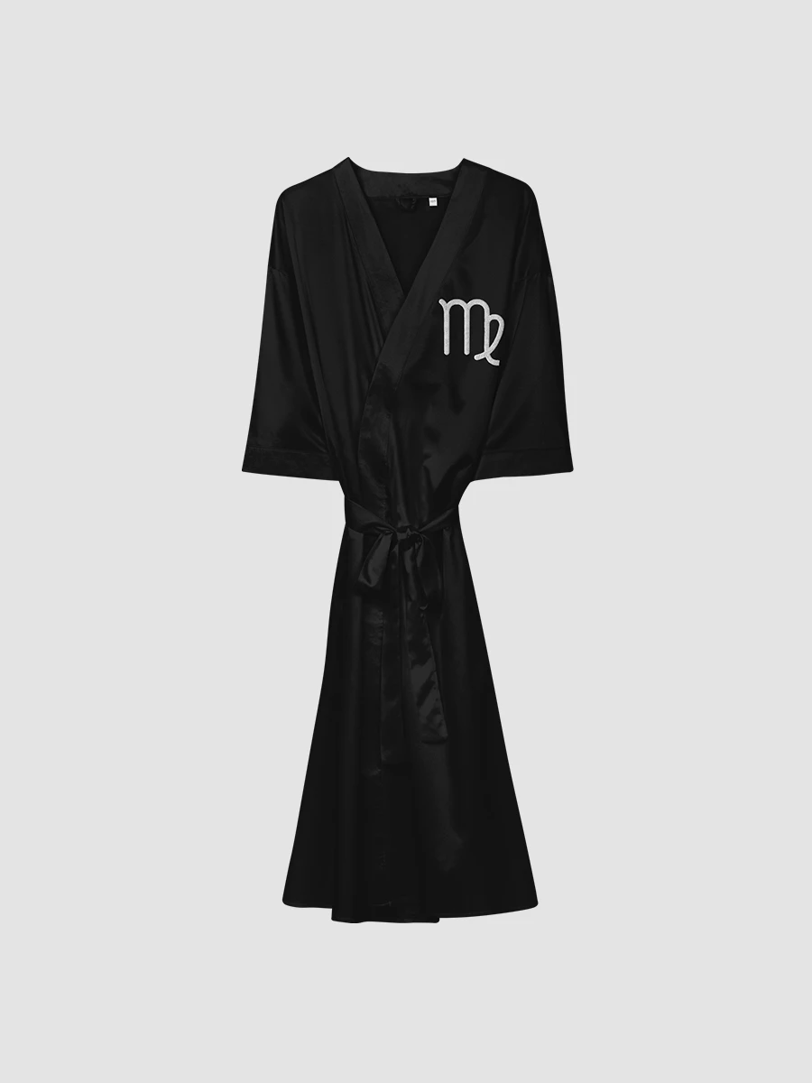 Virgo White on Black Satin Robe product image (1)