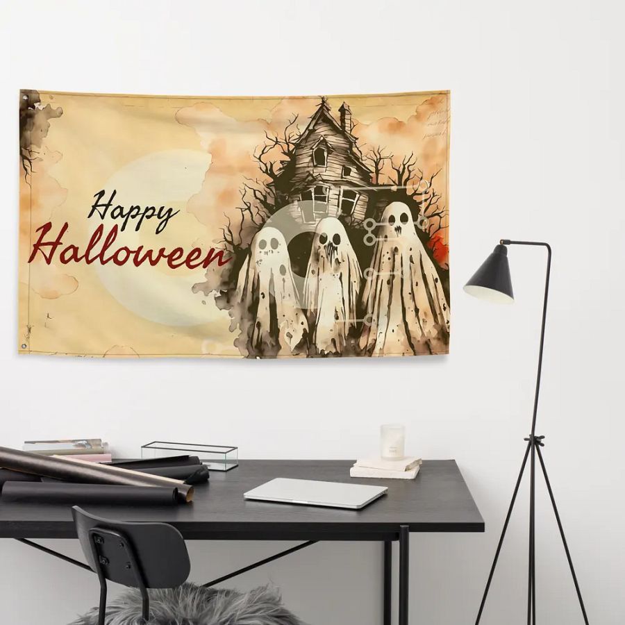 Pastel Ghosts Spooky Halloween Flag product image (9)