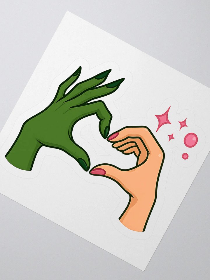 Wicked Musical Sticker – Elphaba & Glinda Heart Hands – Cute Broadway Laptop Decal product image (2)