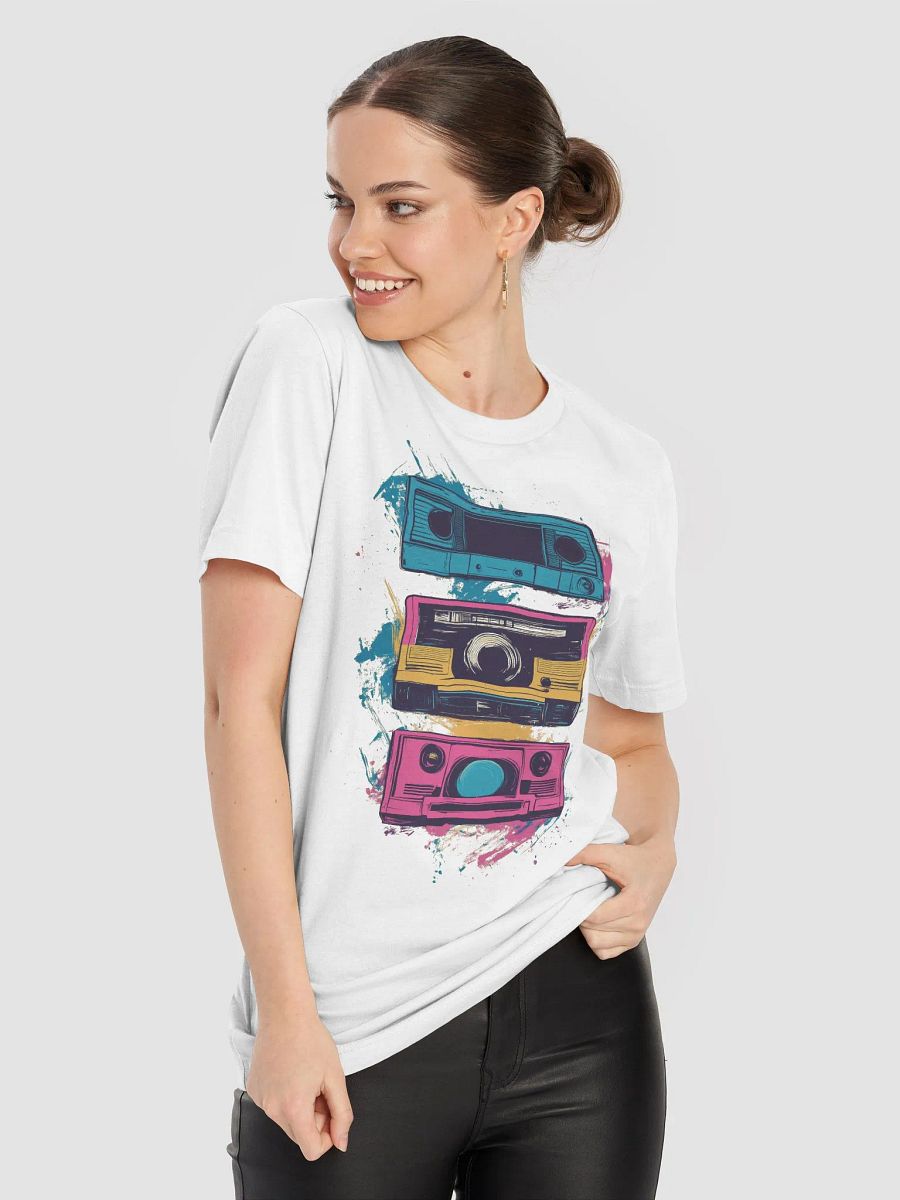 Retro Cassette Stack (Black/white T-shirt) product image (8)