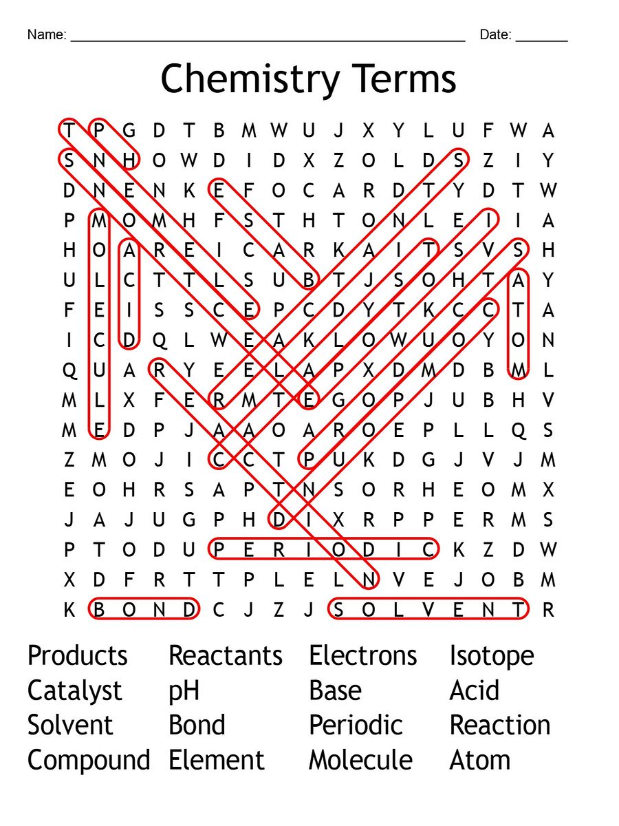 Printable Chemistry Terms Word Search – 16 Key Vocabulary Words! product image (2)