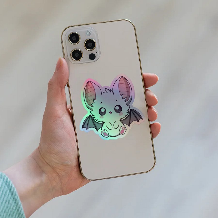 Whimsical White Bat Holographic Sticker Set product image (8)