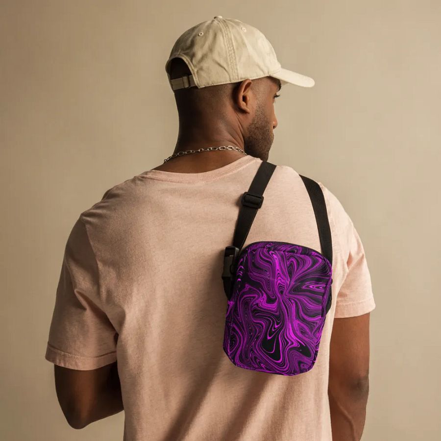 Utility Crossbody Bag - Purple and Black Fluid Swirls product image (12)