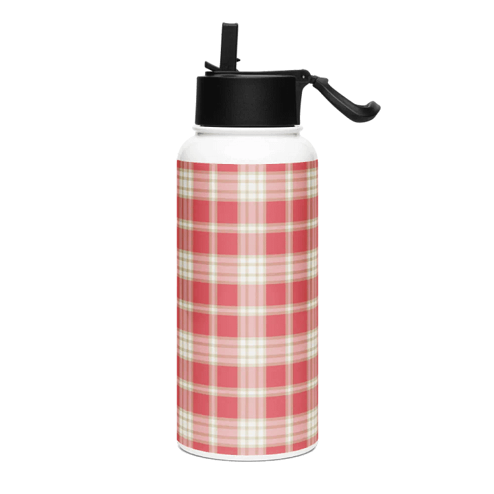 Coral Pink Plaid Water Bottle product image (2)