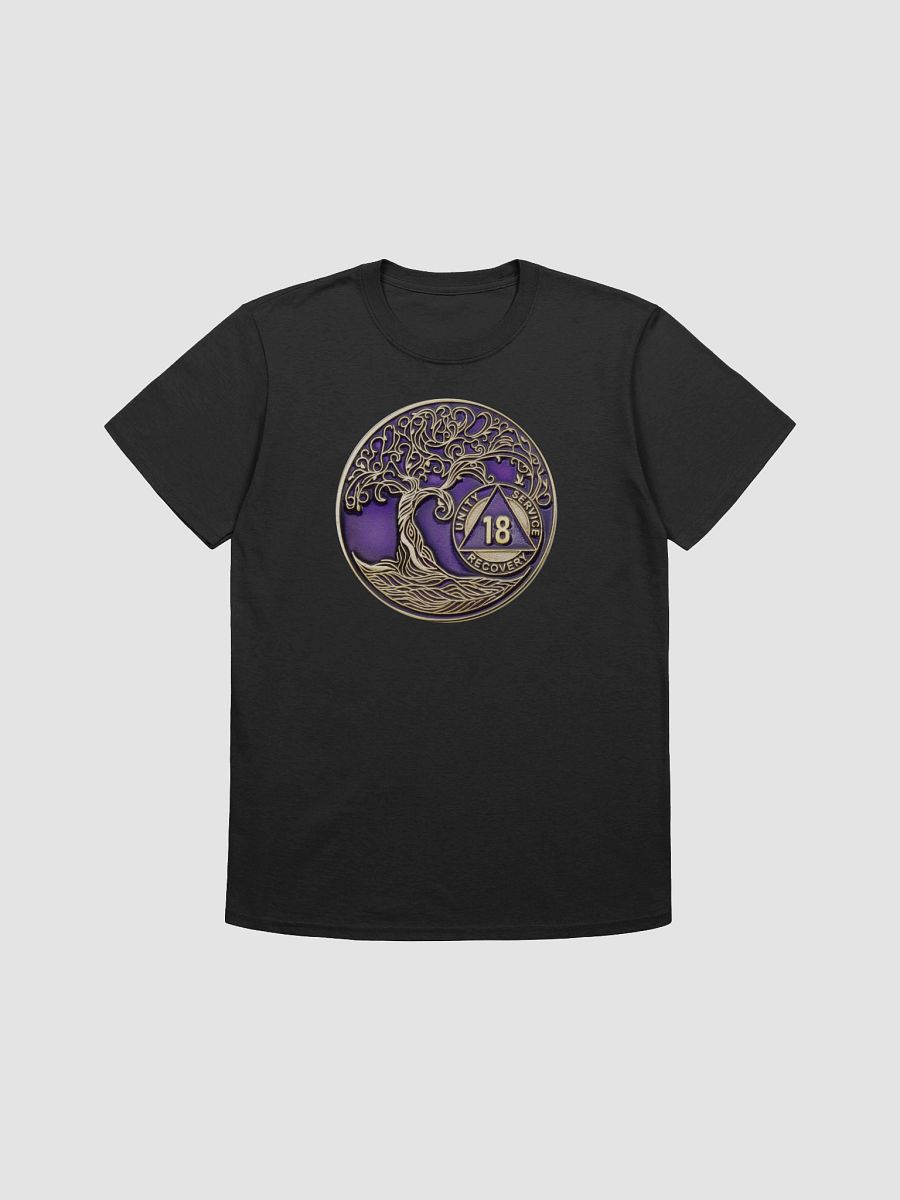 Twisted Tree of Life 18th Year Sobriety Purple Medallion T-Shirt product image (4)