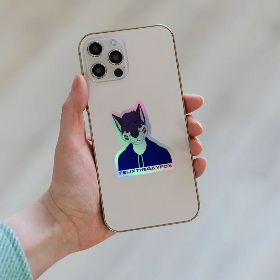 FelixTheGayFox - Holographic Sticker (Purple Text) product image (8)
