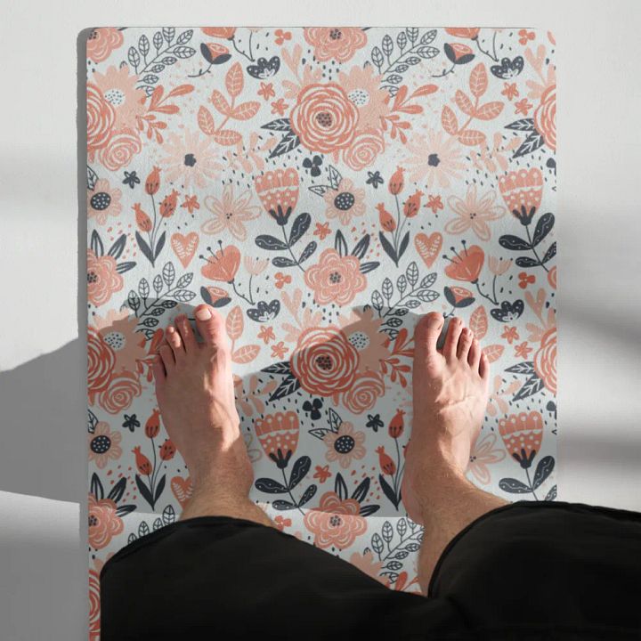 Orange Floral Boho Yoga Mat by Treasure Pie product image (1)