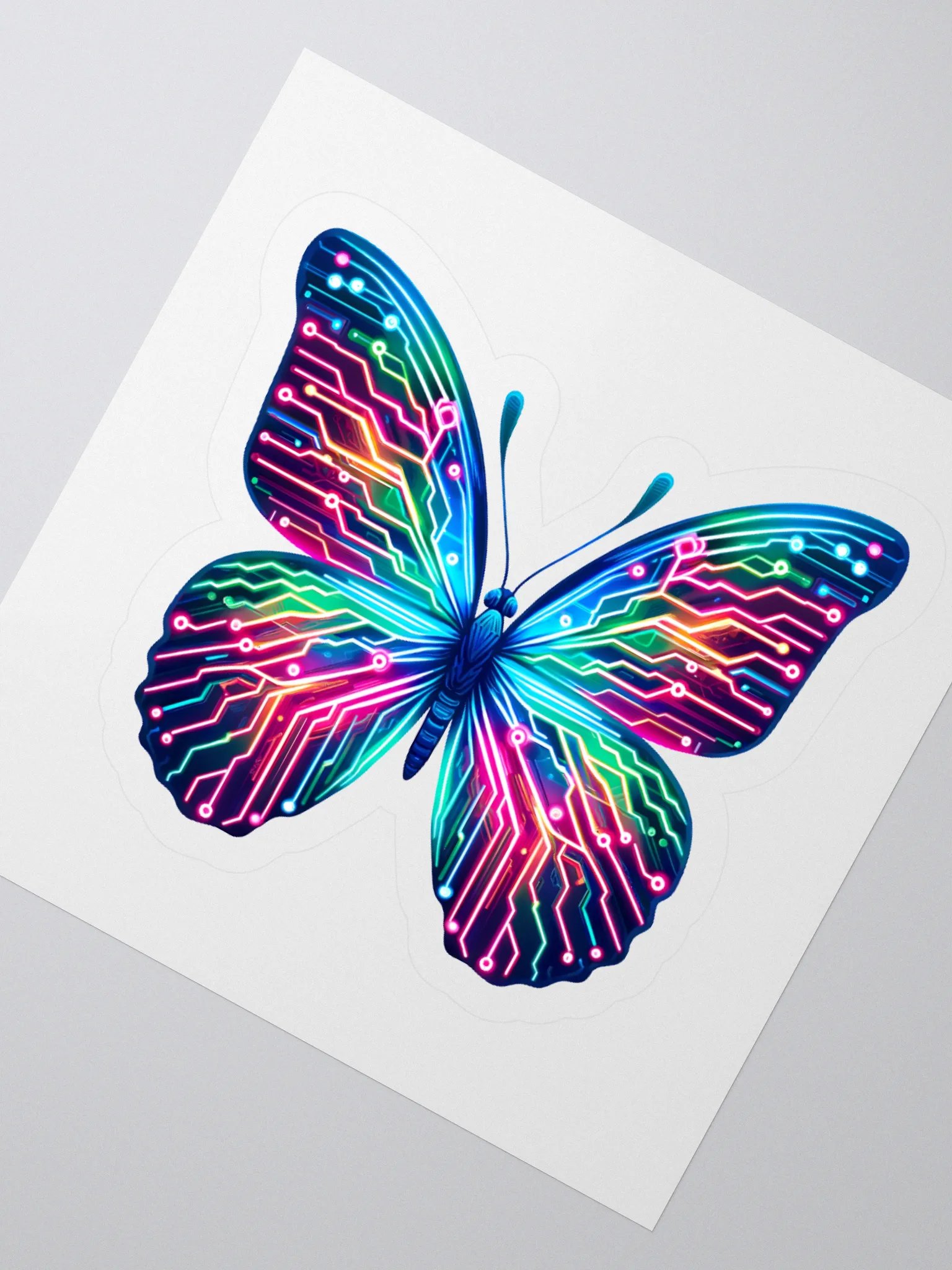 Neon Blue Butterfly Aesthetic Sticker product image (1)