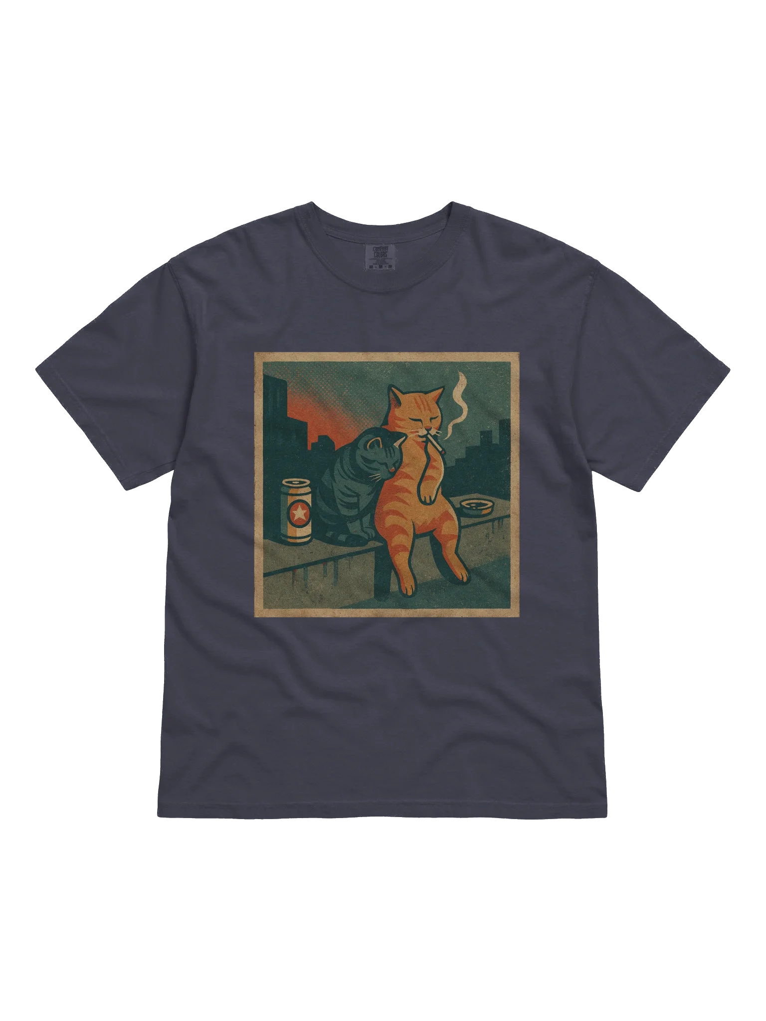 Smoking Cat and Friend Funny Meme Cat Retro Comic Style T-shirt product image (1)