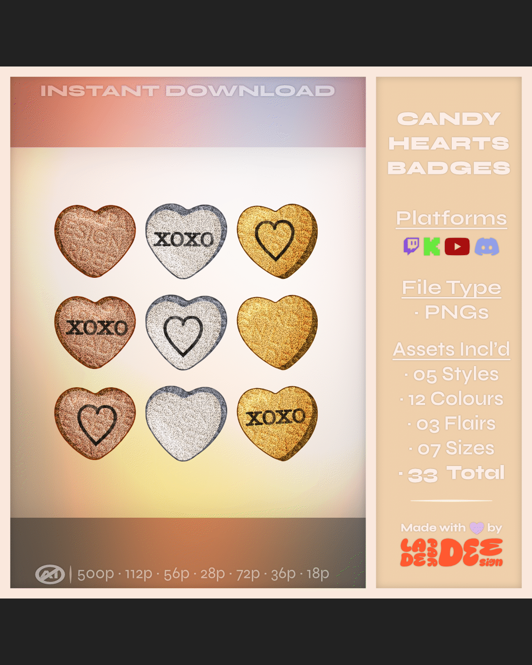 Candy Heart Badges product image (3)