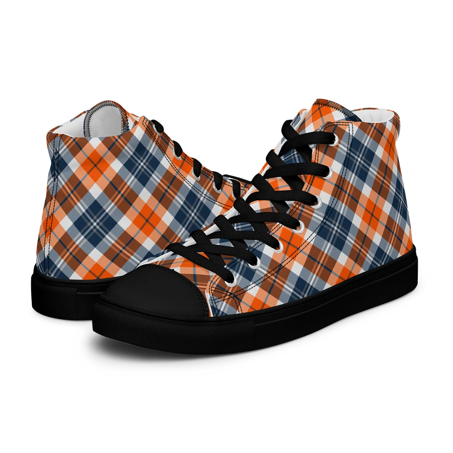 Orange and Blue Sporty Plaid Men's High Top Shoes product image (8)