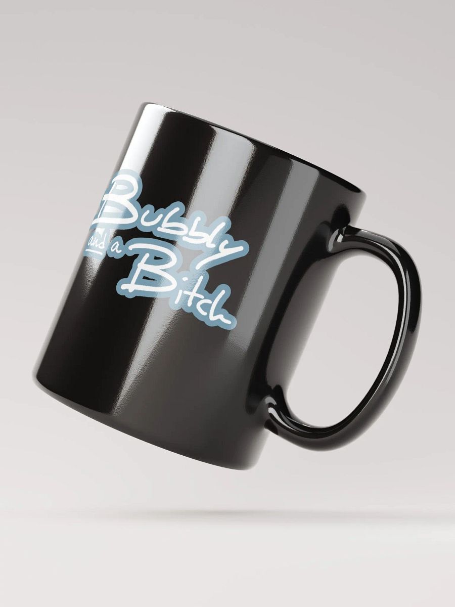 Bubbly and a B*tch (lined design, #709AAF) glossy black mug product image (10)