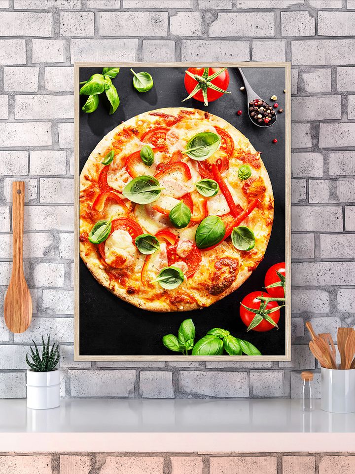 Food kitchen poster: Pizza (Italy, Rome, Italian cuisine) — Kitchen wall decor, kitchen art print, aesthetic poster, minimalist poster product image (1)