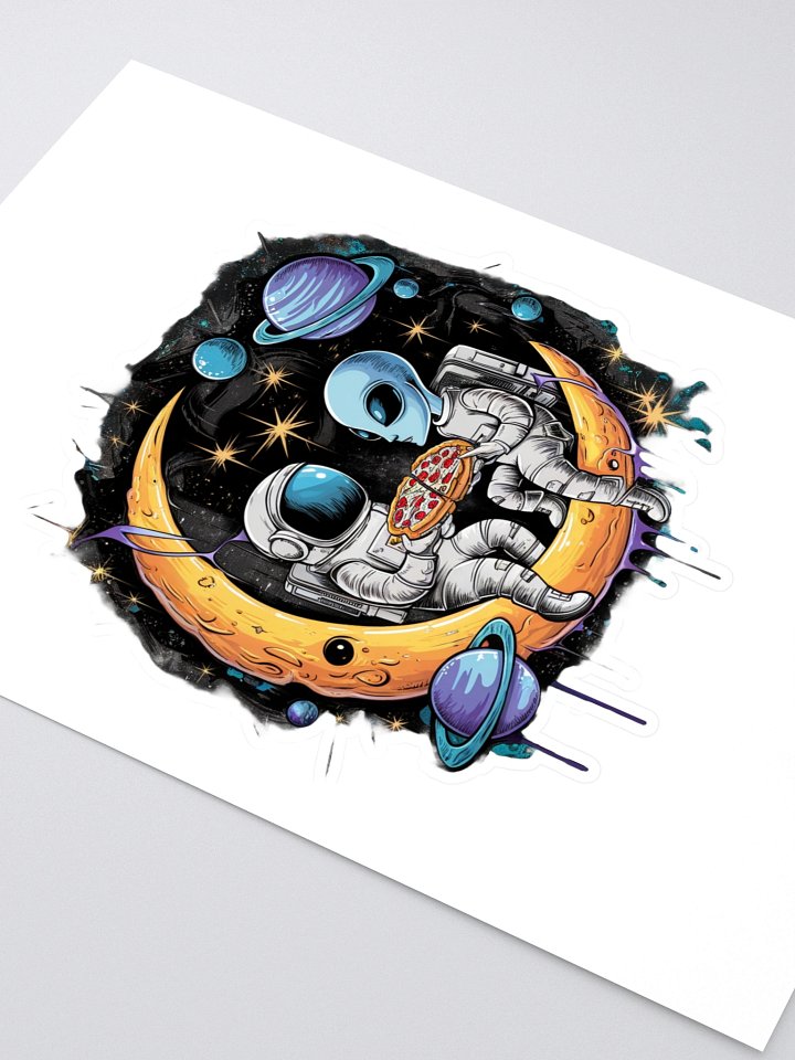Space Pizza Party: Astronaut and Alien Enjoy a Slice on the Moon for Sci-Fi Lovers T-Shirt Hodies mens womens fit many item,color,size product image (2)