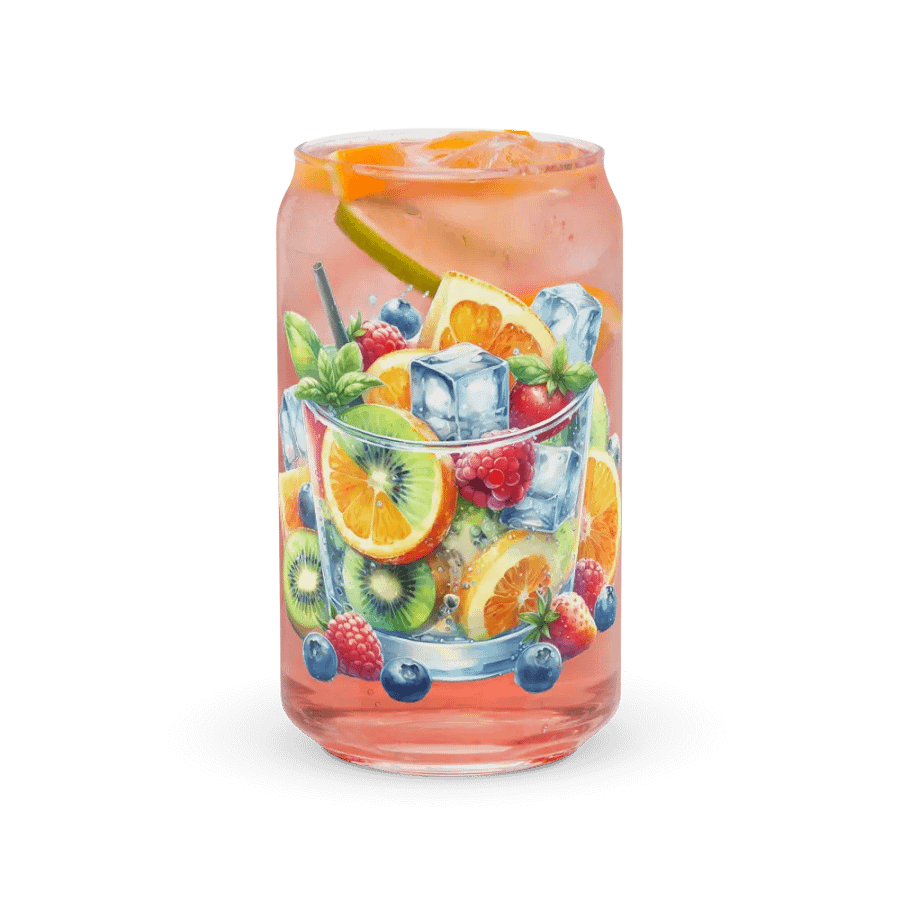 Fruit juice with fruit slice mixed water affect design-03-Can-Shaped Glass product image (3)