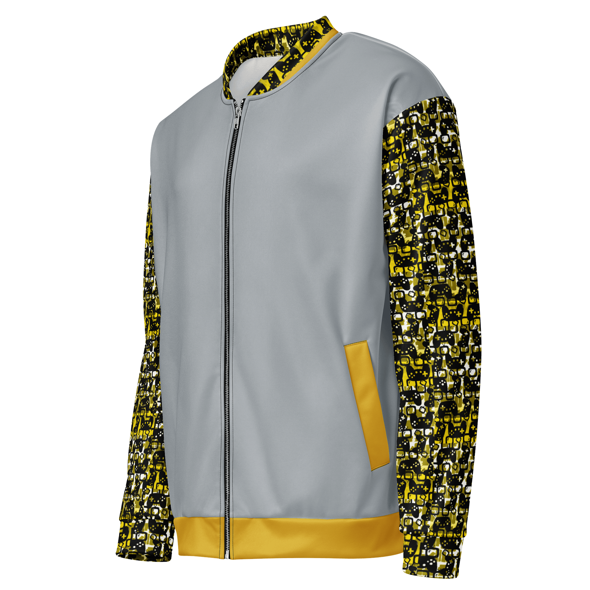 Experience Stories Unisex Bomber Jacket (Gold, Gray, and Black) product image (1)