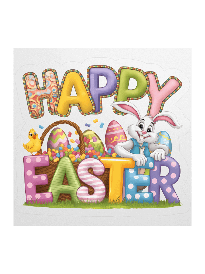 Happy Easter with Easter Bunny Sticker product image (3)