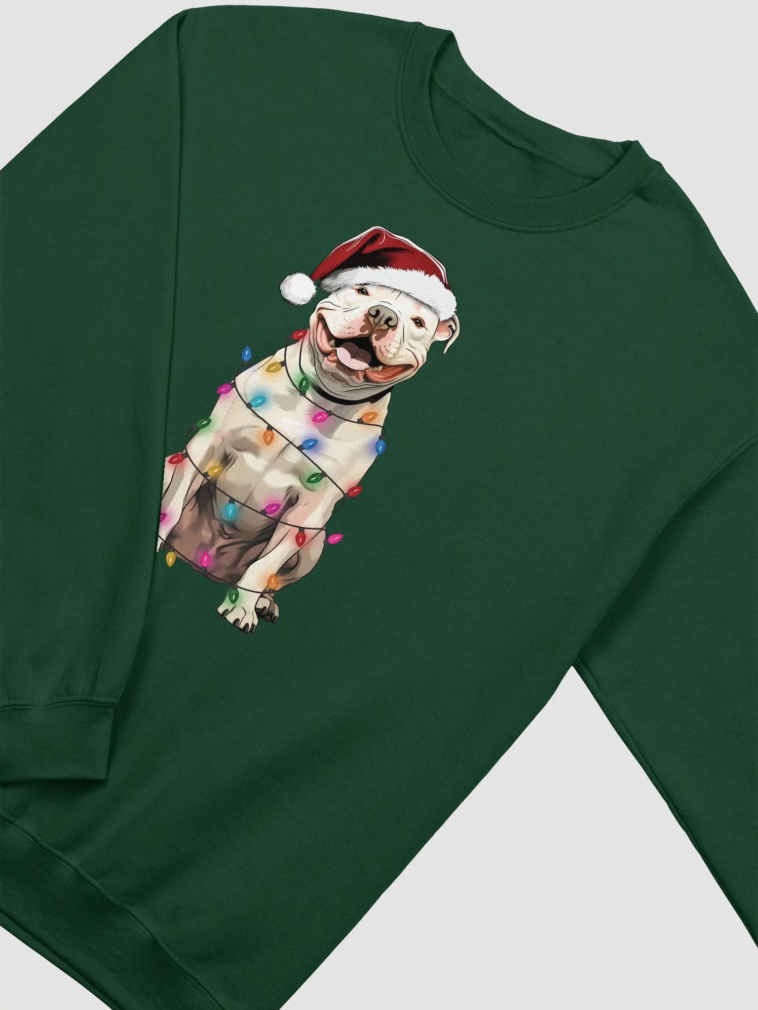 Funny Pitbull Terrier(White) Christmas Sweatshirt for Pittie Paw-rents product image (9)