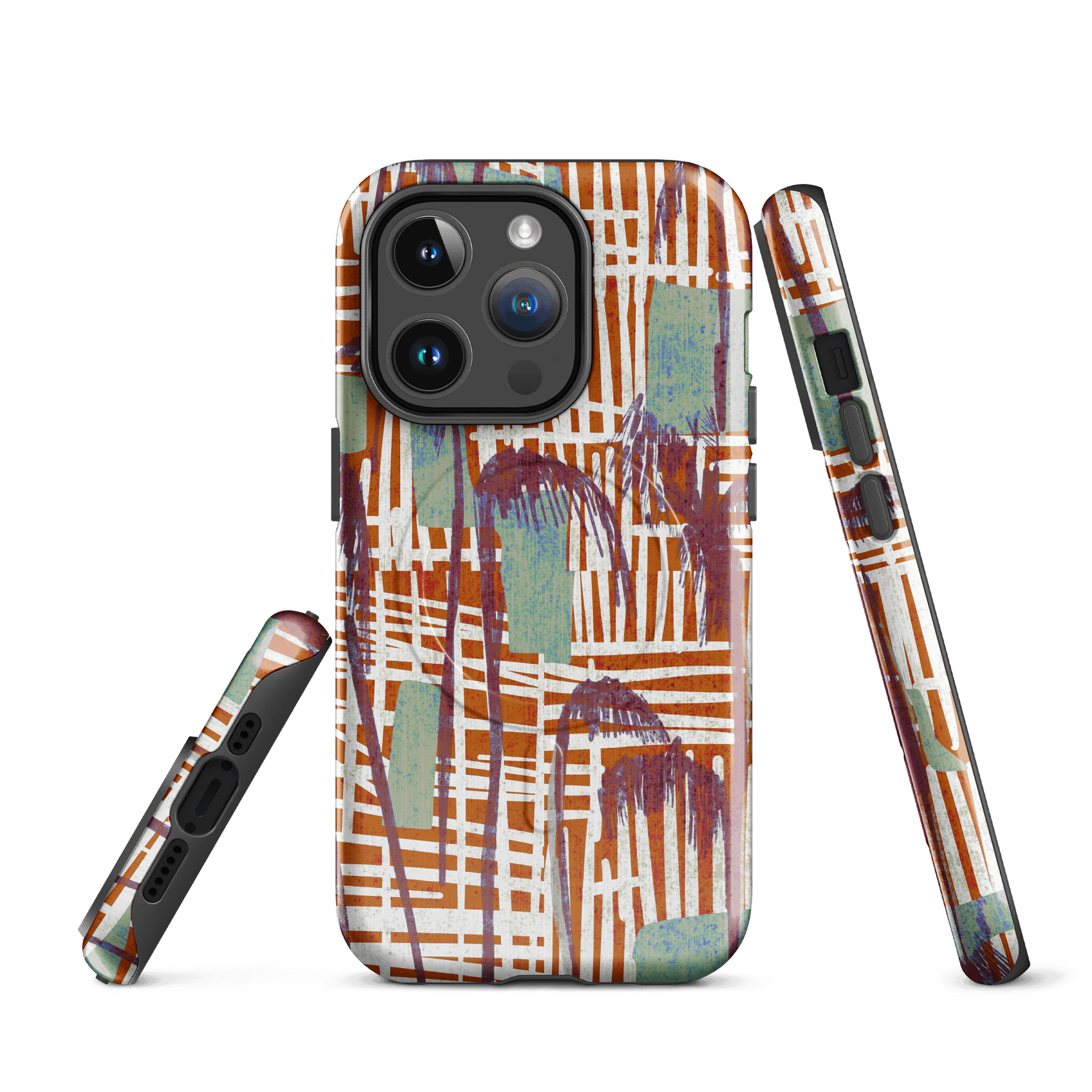 Tropical Palm Grid MagSafe® Tough Case in Sienna product image (3)