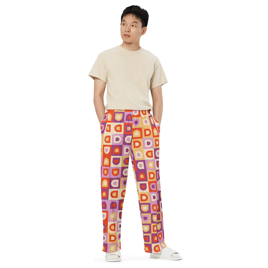 BUIII Retro Geometric: Autumn Breeze Wide-Leg Pants product image (6)
