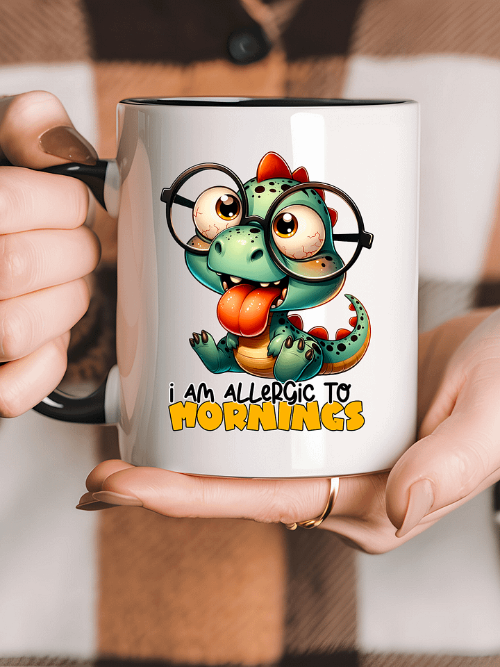 I Am Allergic to Mornings Baby Dino Coffee Mug – Cute Dinosaur Design – Funny Morning Mug, Sarcastic Gift product image (2)