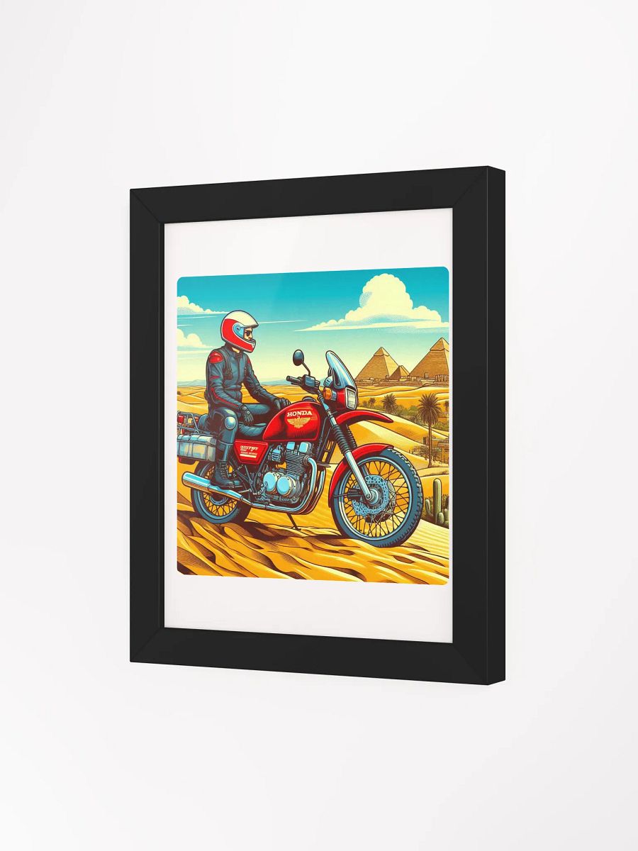 Desert Rider Retro Poster | biker enjoying the atmosphere in cairo egypt by AI product image (43)