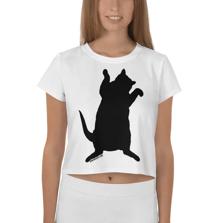 Dancing for Demeowcracy Black Cat Silhouette Crop Tee product image (2)