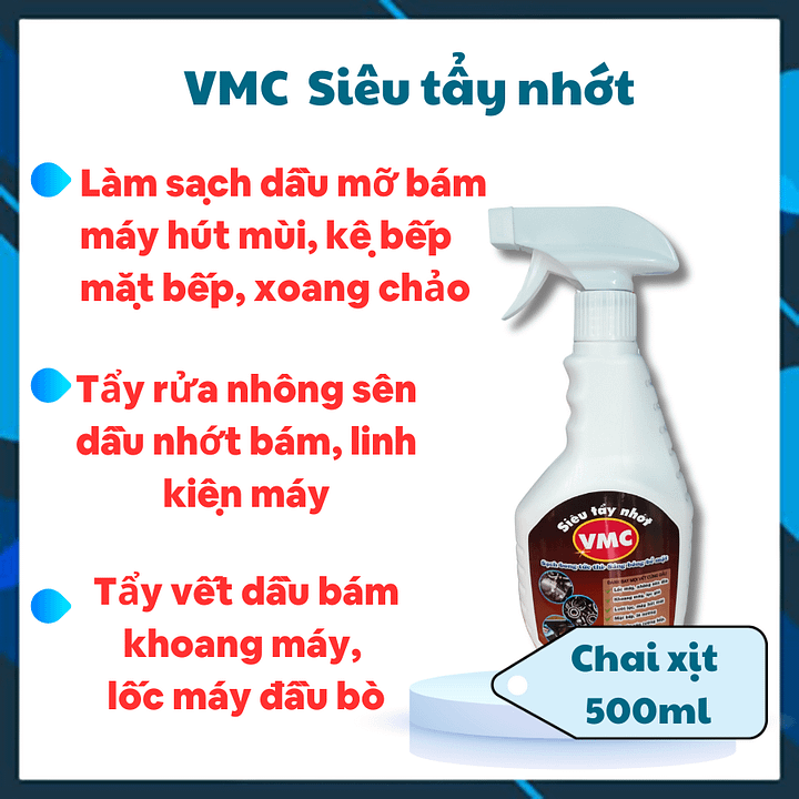 SIÊU TẨY DẦU NHỚT VMC cho nồi hơi, giàn khoan, máy hút mùi Chai xịt 500ml product image (1)