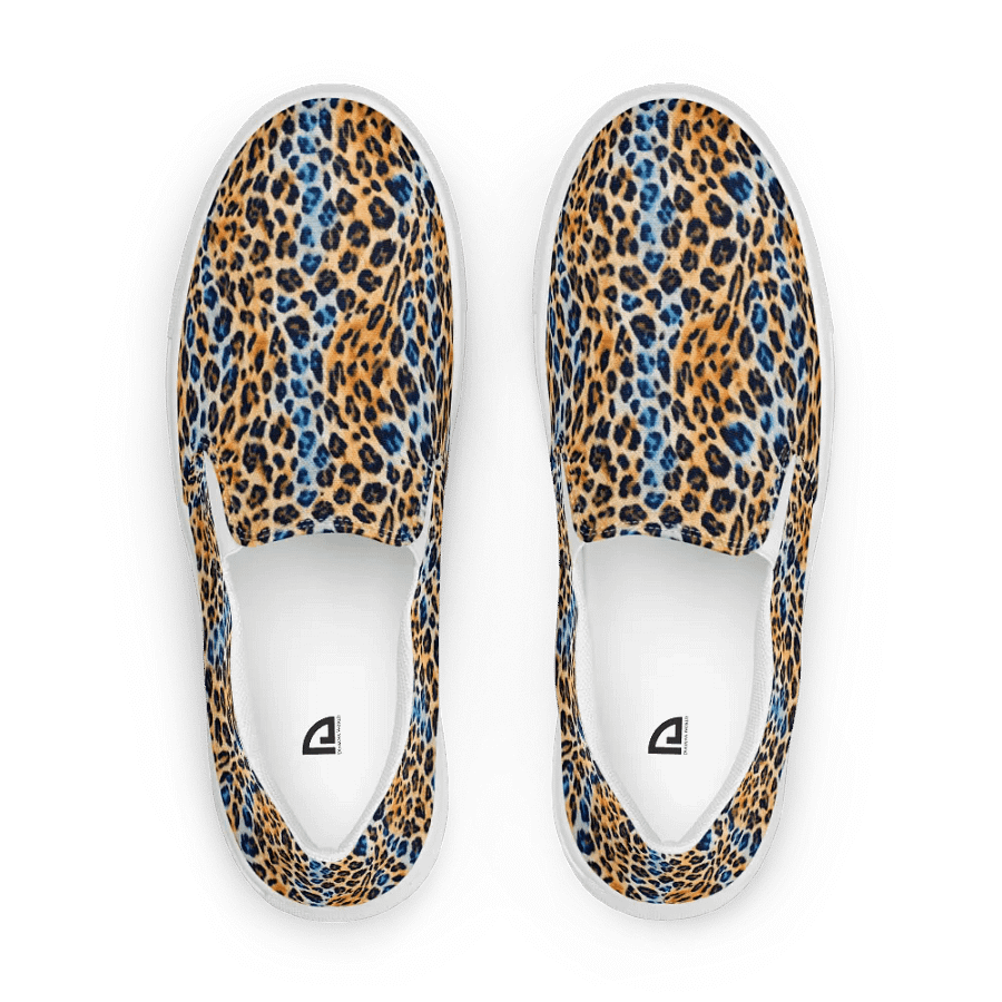 Blue Brown Leopard Women Canvas Shoes product image (1)