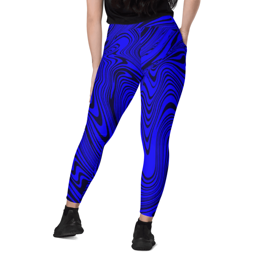 Leggings with Pockets - Abstract Blue Swirls product image (12)