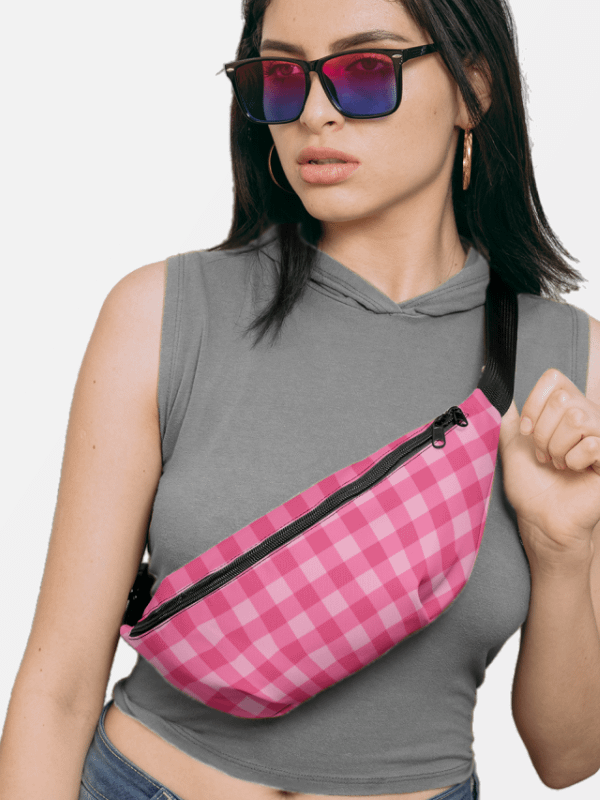 Bright Pink Checkered Plaid Fanny Pack product image (1)