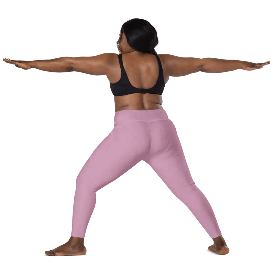 Plain Lilac Purple Soft Summer Women's High Waisted Premium Crossover Leggings with Pockets by Treasure Pie product image (12)
