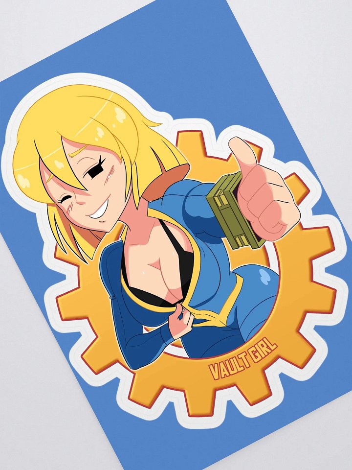 "Just a Peek" Thumbs-Up Vault Girl Sticker Sheet product image (1)
