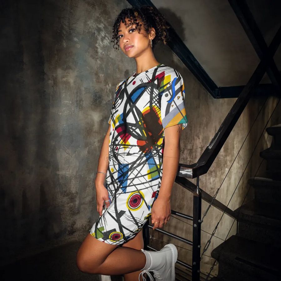 Abstract Lithographic Pattern Design T-shirt Dress - v3 product image (2)