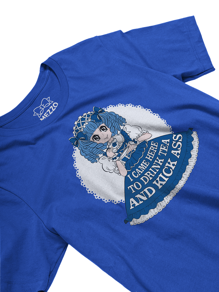I Came Here to Drink Tea & Kick Ass (Oldschool, Royal) cotton t-shirt product image (6)
