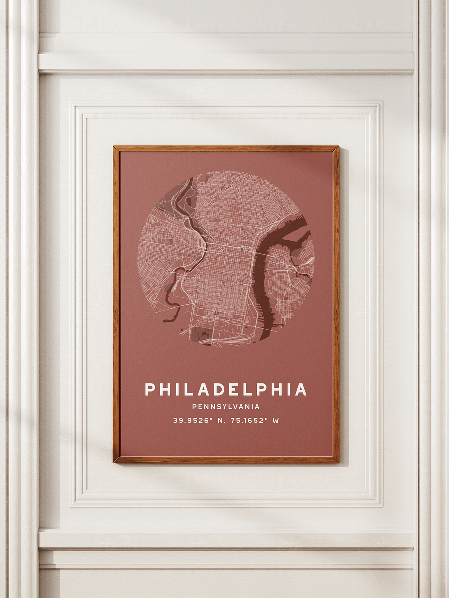 Philadelphia Street Map Poster – Red Minimalist Circular City Art product image (2)