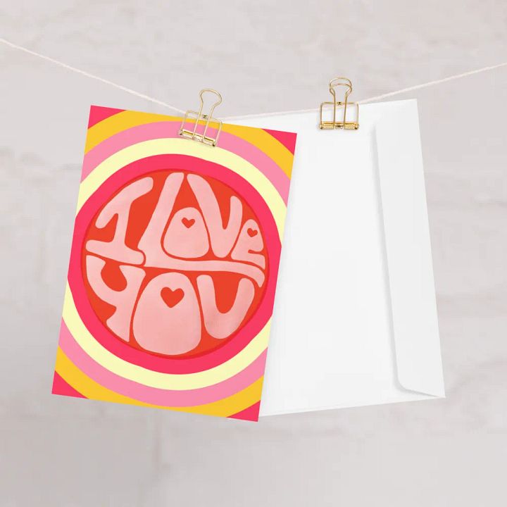 I Love You retro portrait greetings card product image (1)