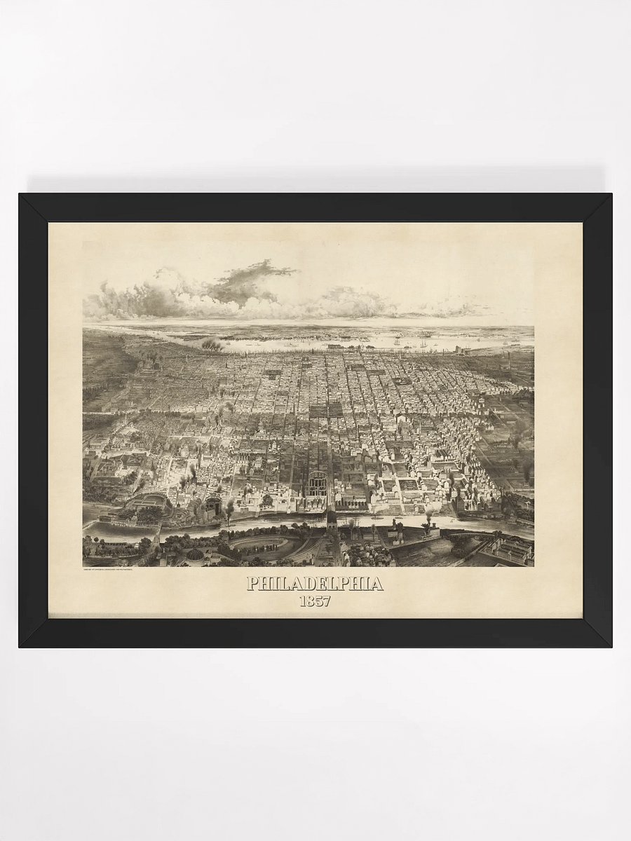 Philadelphia 1857 Framed Poster Print – Hand-Drawn Historic City Map Print product image (1)