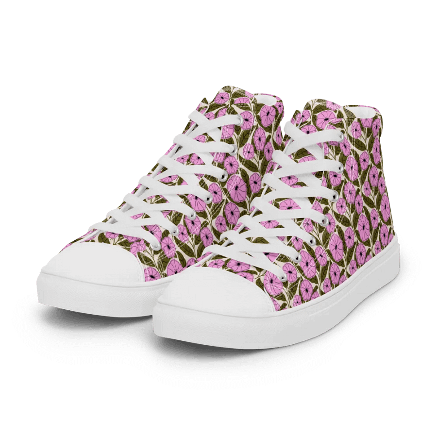 Dipladenia Dreams - Pink and Green - Mens High Top Canvas Shoes product image (8)