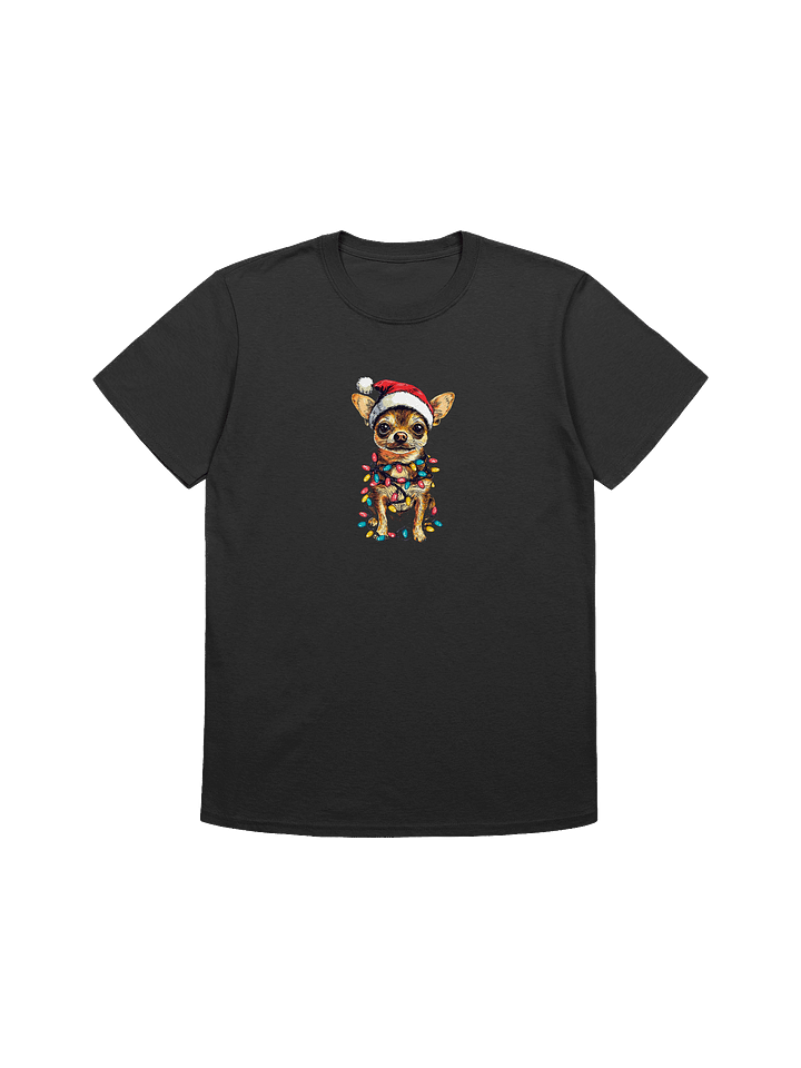 Cute Santa Chihuahua Tangled In Colorful Christmas Lights Unisex Christmas T-Shirt product image (2)