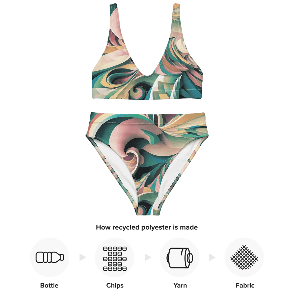 Abstract Lithographic Pattern Design High Waisted Bikini - V6 product image (3)
