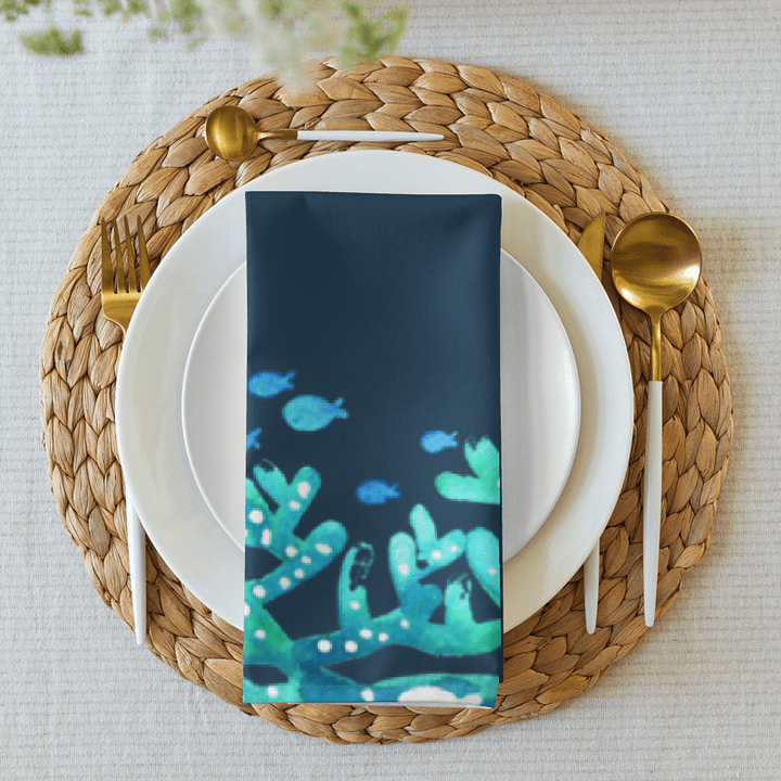 Ocean Reef Cloth Napkin Set – 4-Pack (2 Navy + 2 Aqua) product image (1)
