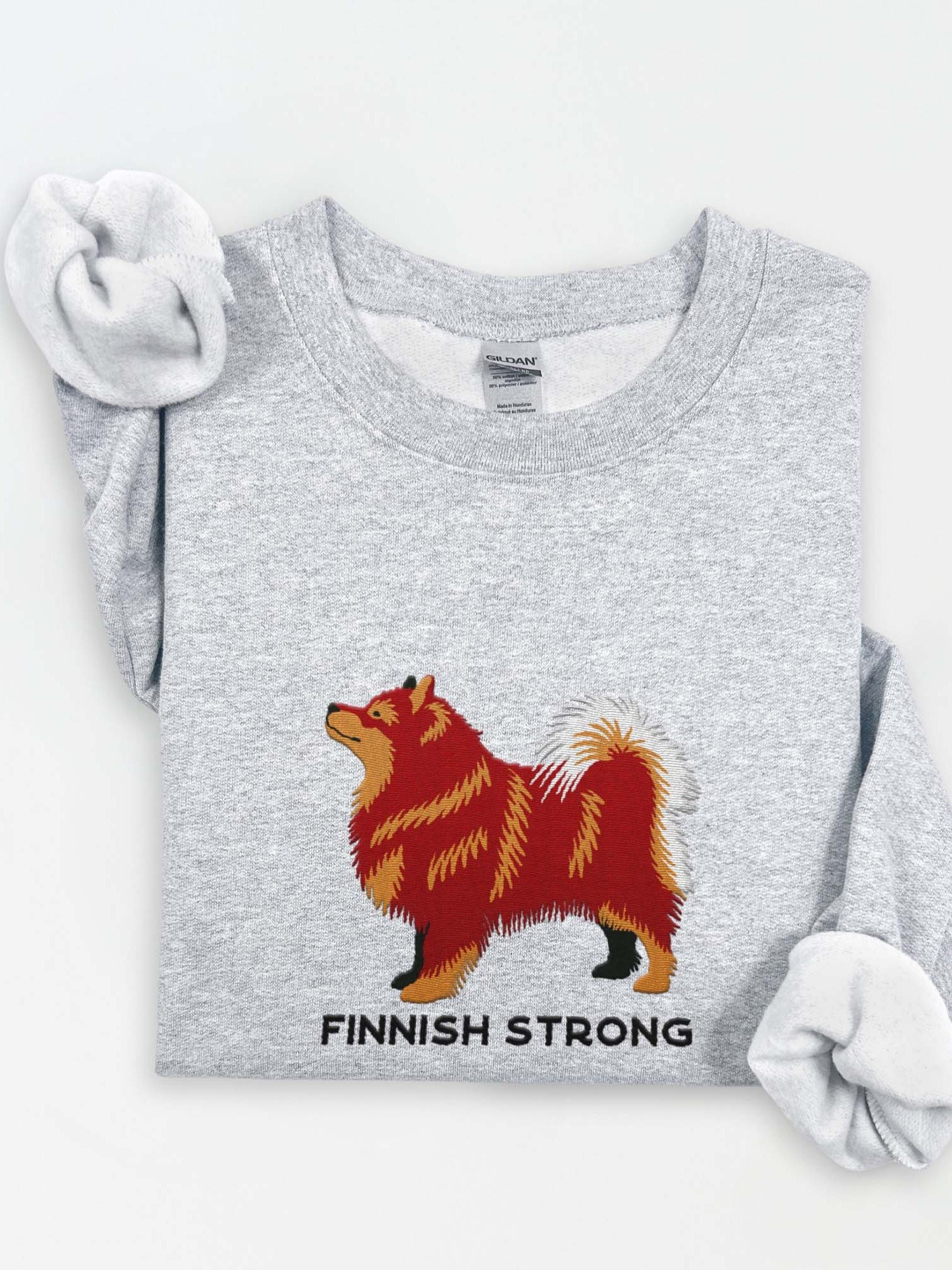 Finnish Strong Sweatshirt (Embroidered) of a Finnish Lapphund(Red) product image (1)