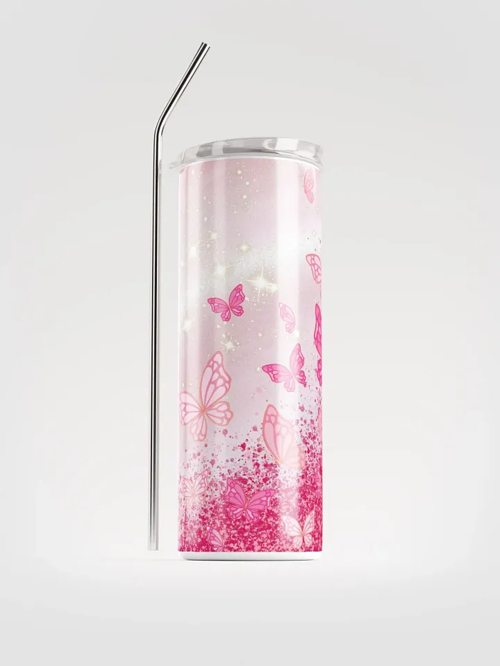 Flutter in Style with our Pink Butterfly Stainless Steel Tumbler! 🦋 product image (1)